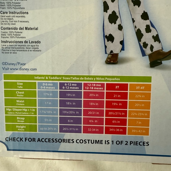 Disney Pixar Toy Story Jessie Toddler Costume 3T/4T Jumpsuit Hat Dress Up Party - Picture 5 of 5